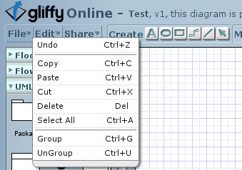 Gliffy Edit Menu